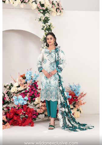 Haliyah Embroidered Digital Printed Lawn Collection'25 by Tawakkal D-01 Haliyah Embroidered Digital Printed Lawn Collection'25 by Tawakkal D-01