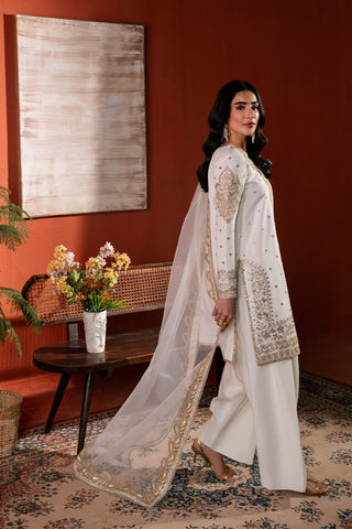 Neeshay Stitched Raw Silk Collection - 2025 RS-02 WHITE Neeshay Stitched Raw Silk Collection - 2025 RS-02 WHITE