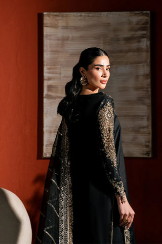 Neeshay Stitched Raw Silk Collection - 2025 RS-03 BLACK Neeshay Stitched Raw Silk Collection - 2025 RS-03 BLACK