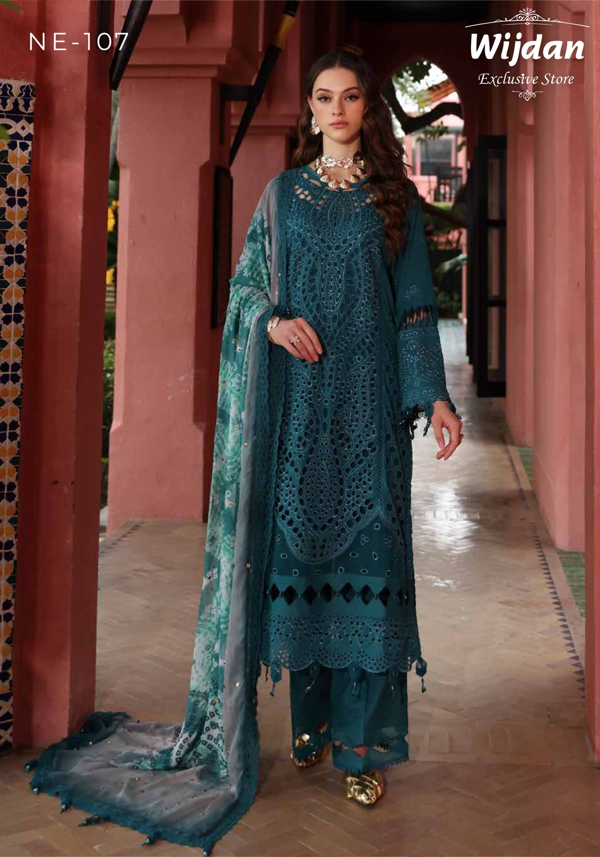 Nureh Bazar Unstitched Schiffli Lawn Collection'25 NE-107