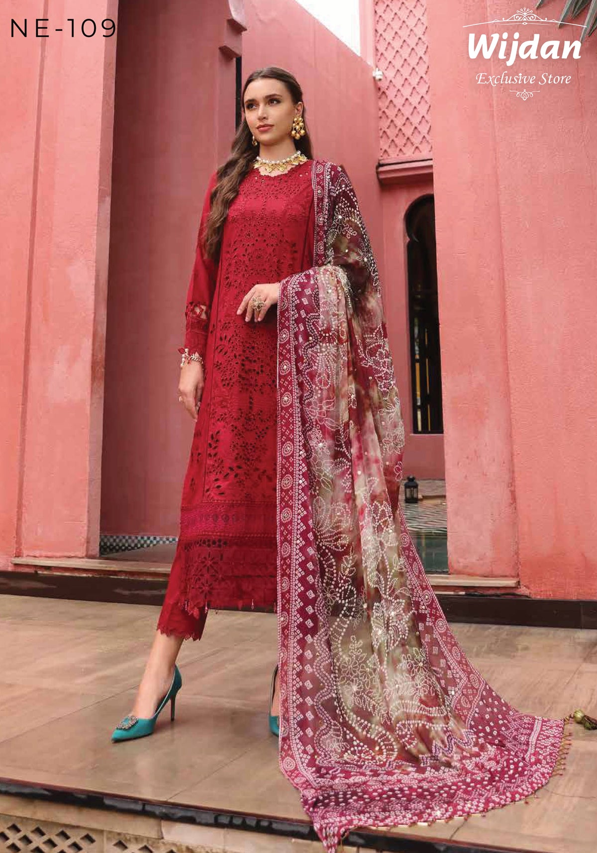 Nureh Bazar Unstitched Schiffli Lawn Collection'25 NE-109
