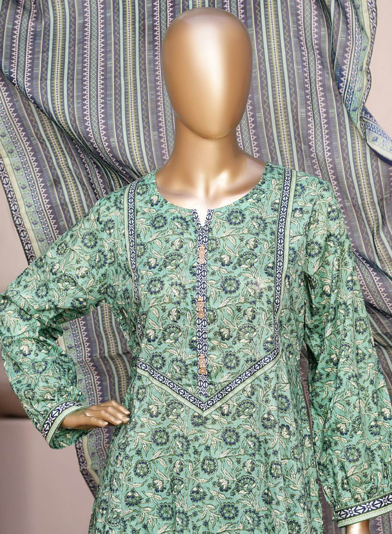 Bin Saeed Stitched Exclusive Printed Lawn 3pc Frock Vol-01 Collection - 2026 (D-10)
