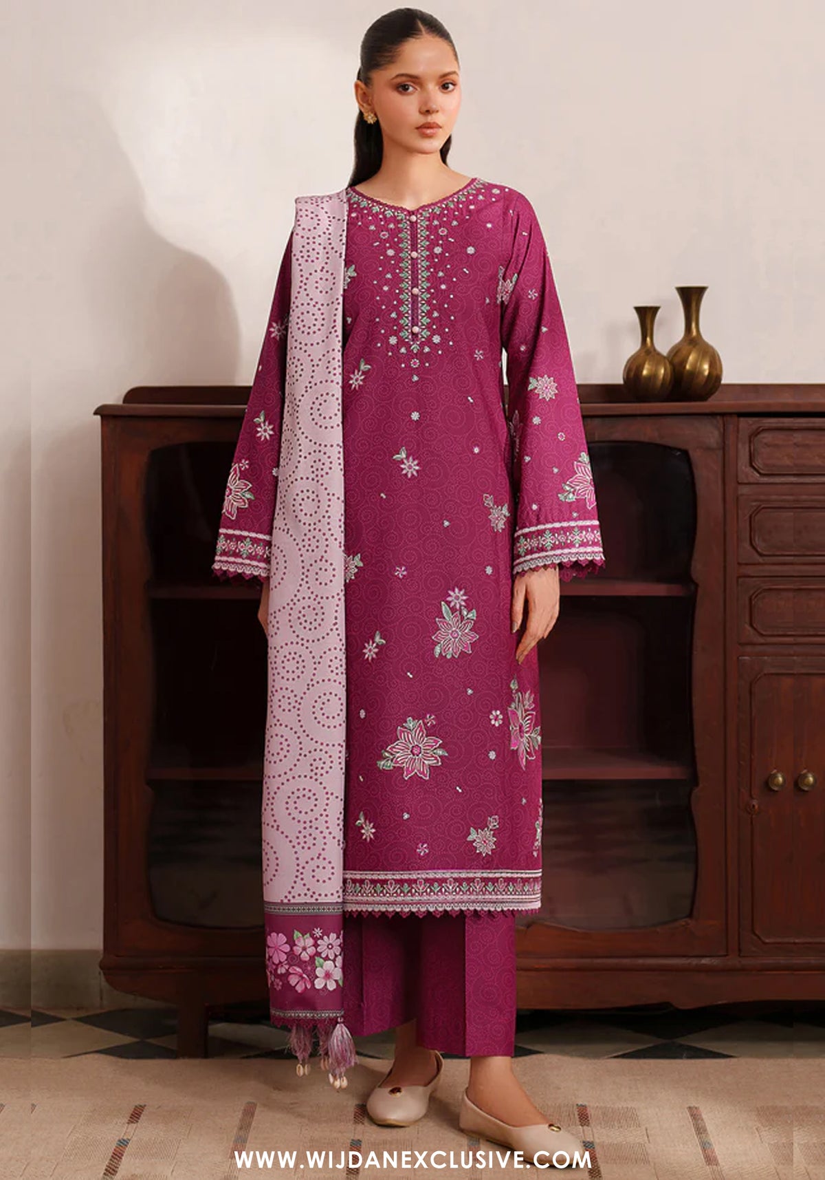 Meline by Farasha | Unstitched Premium Viscose Collection - 2025 (BERRY BLUSH)