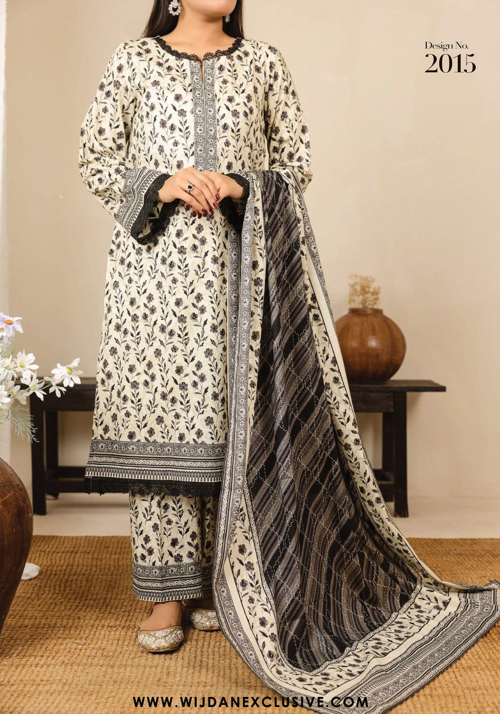 VS Daman Unstitched 3PC Digital Cambric Collection  D-2015