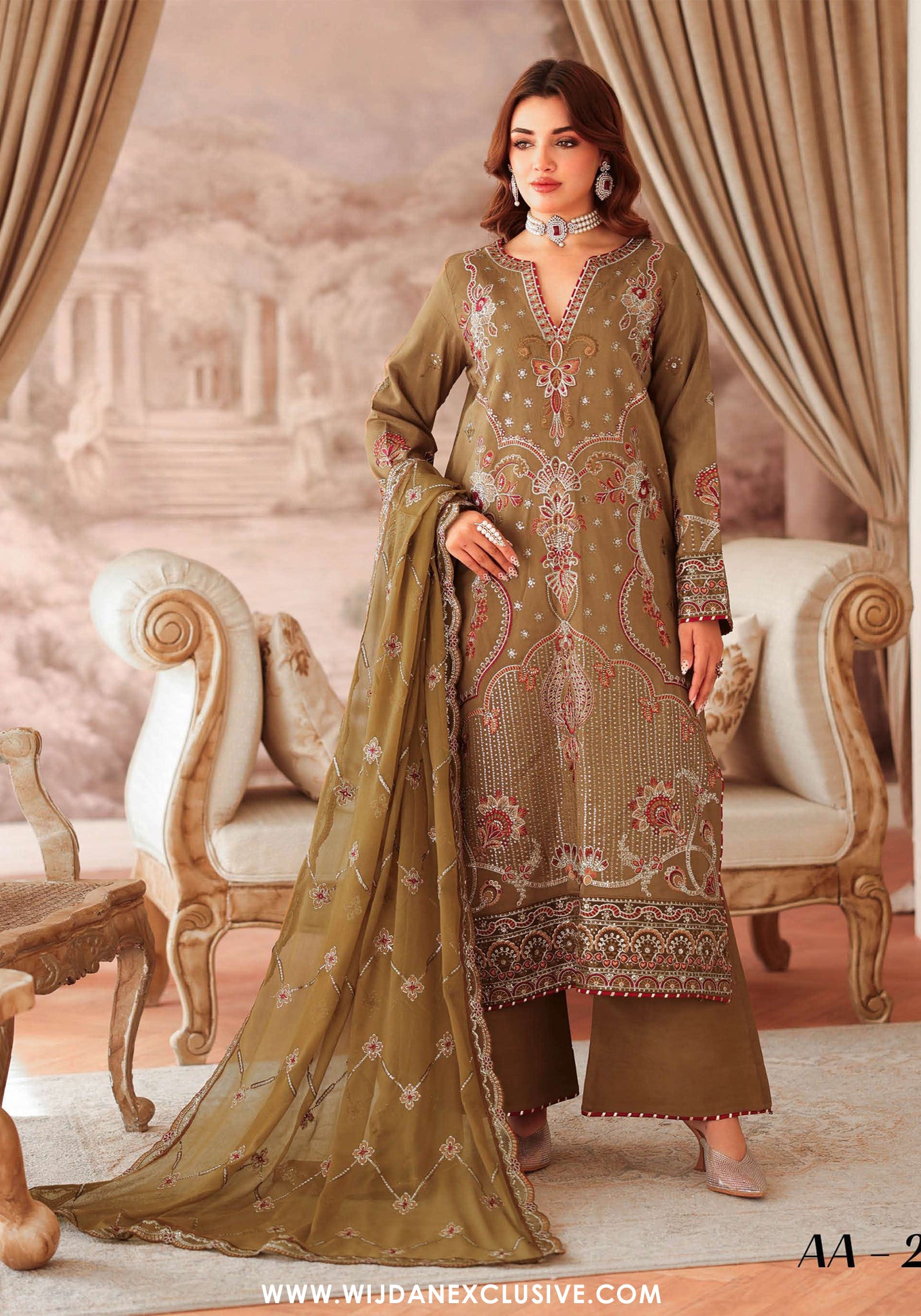 Aangan by Ramsha | Unstitched Rawsilk Vol-II Formal Collection - 2025 AA-210