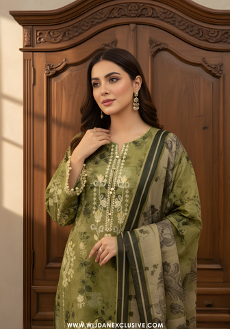 Amarah by Wijdan | Unstitched Embroidered Viscose Self Collection - 2025 (MEHNDI)