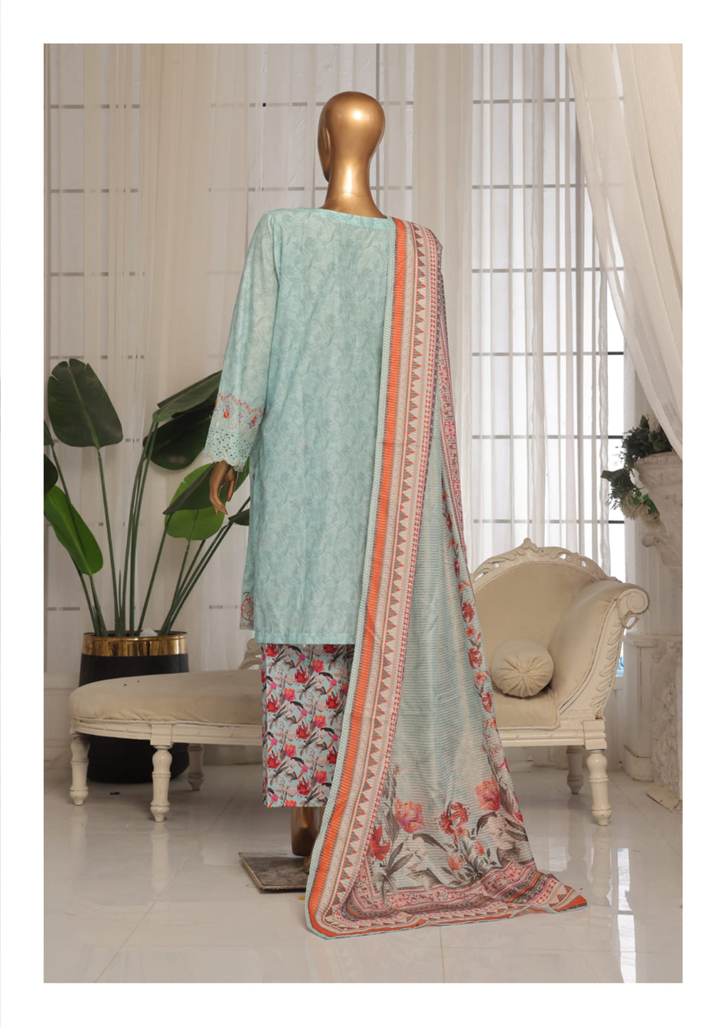 Bin Saeed Eid ki Khushiyan Luxury Self & Stripe 3pc Collection'25 Vol-01 D-10