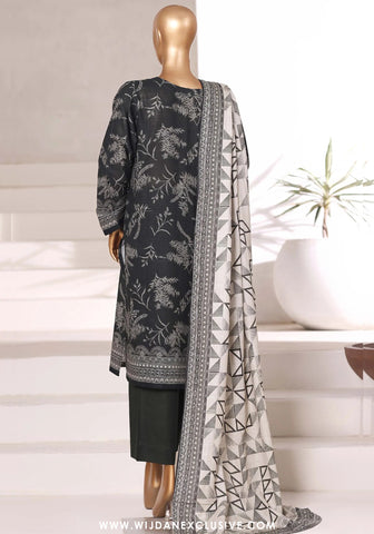 Sadabahar Printed Stitched Khaddar 3PC Collection - 2025 (BLACK D-03)