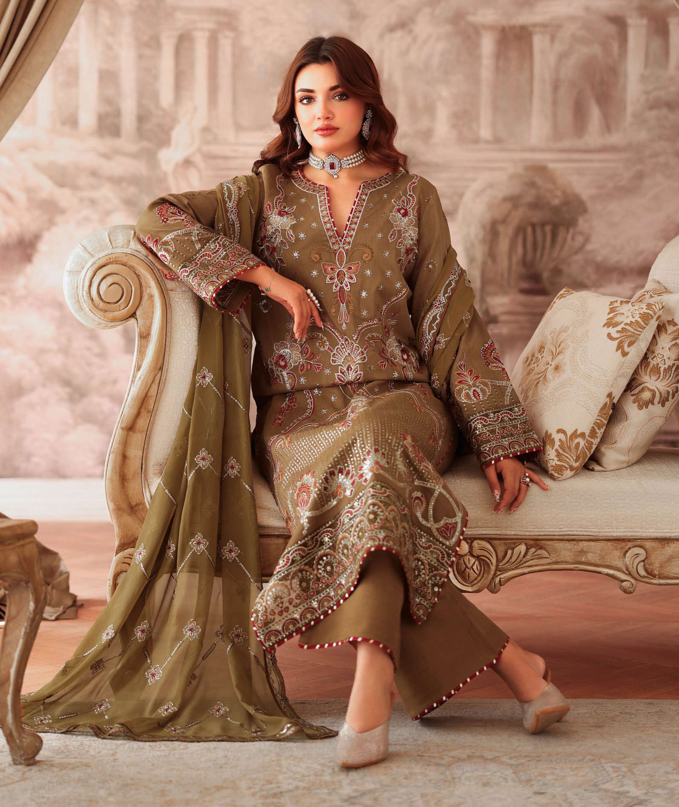 Aangan by Ramsha | Unstitched Rawsilk Vol-II Formal Collection - 2025 AA-210