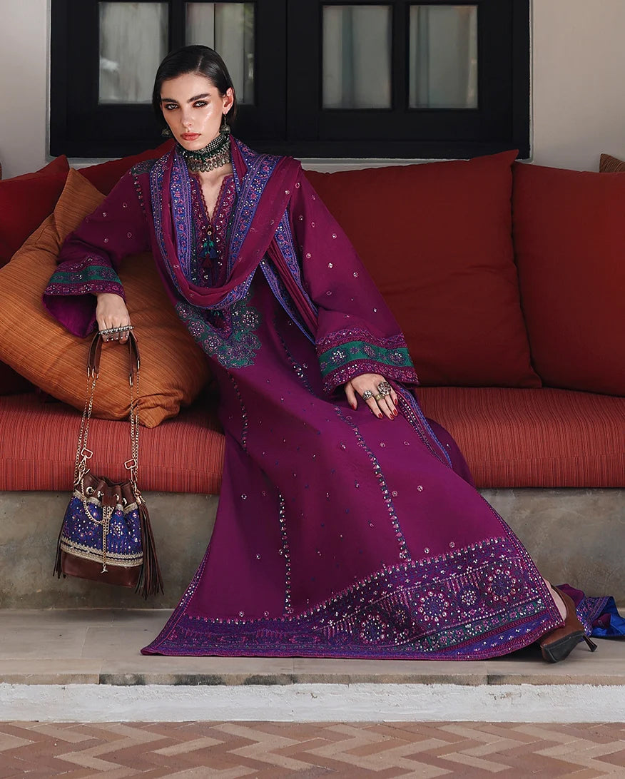 Nuvera by Mushq | Unstitched Embroidered Raw Silk Formal Collection'26 (REINA ROUGE)