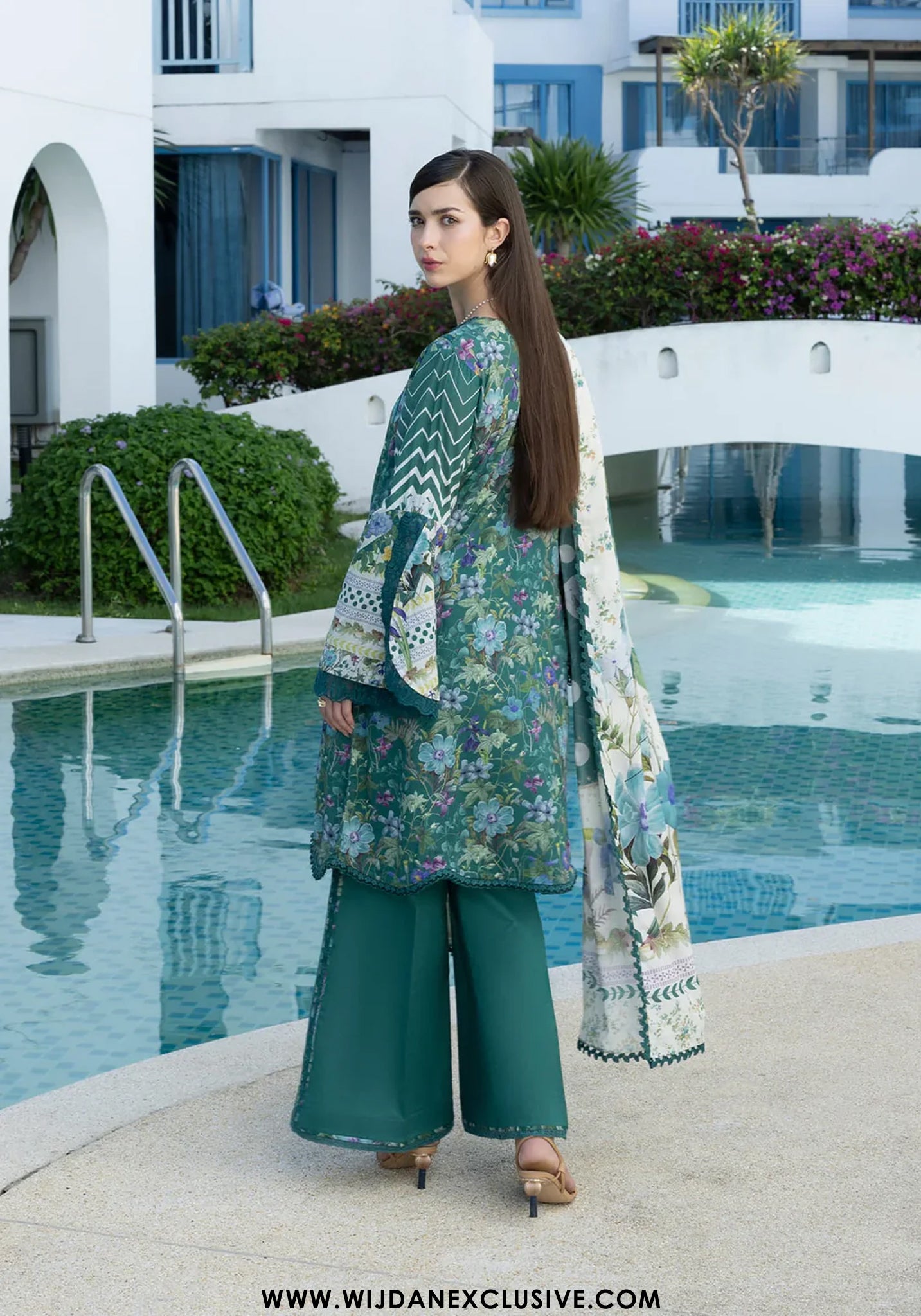 Santorini by Elaf | Unstitched Printed Lawn Collection - 2026 EPN-9A PEACOCK