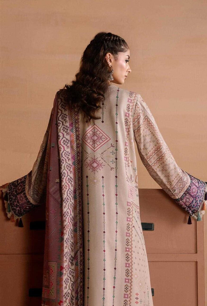 One Nation by Florent | Unstitched Printed & Embroidered Viscose Collection'26 (KHAAKI)