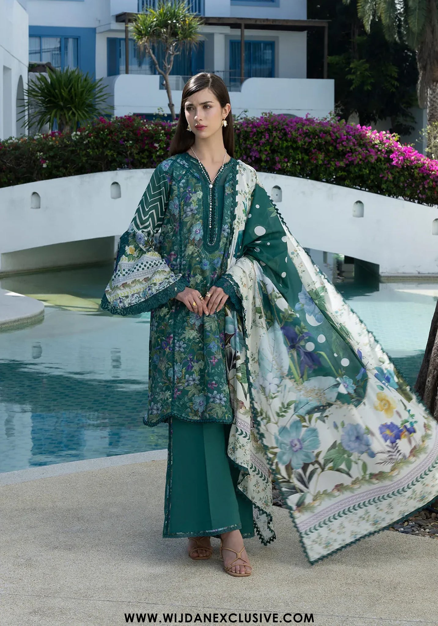 Santorini by Elaf | Unstitched Printed Lawn Collection - 2026 EPN-9A PEACOCK