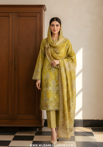 Amarah by Wijdan | Unstitched Embroidered Viscose Self Collection - 2025 (YELLOW)
