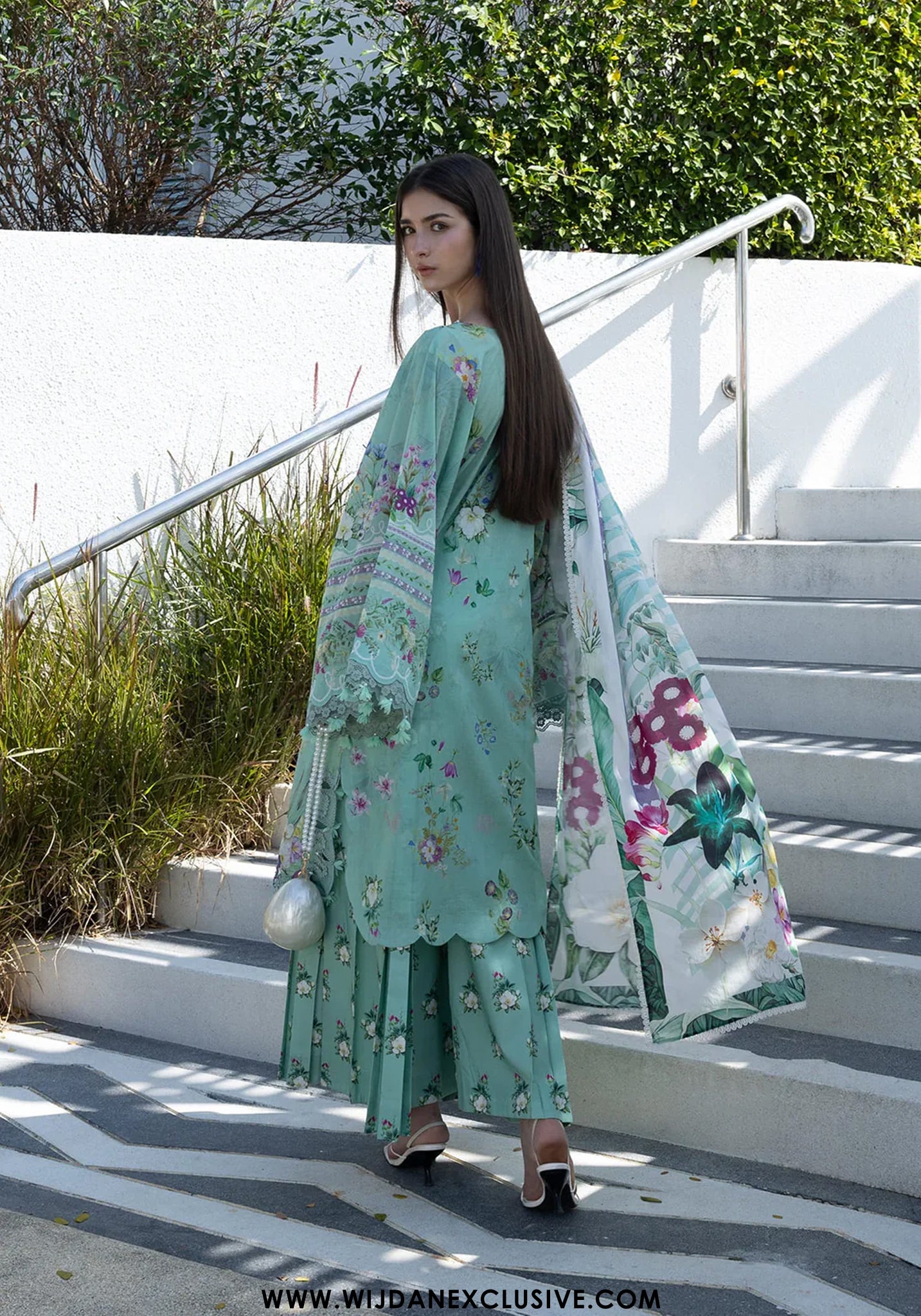 Santorini by Elaf | Unstitched Printed Lawn Collection - 2026 EPN-7A TEAL ME