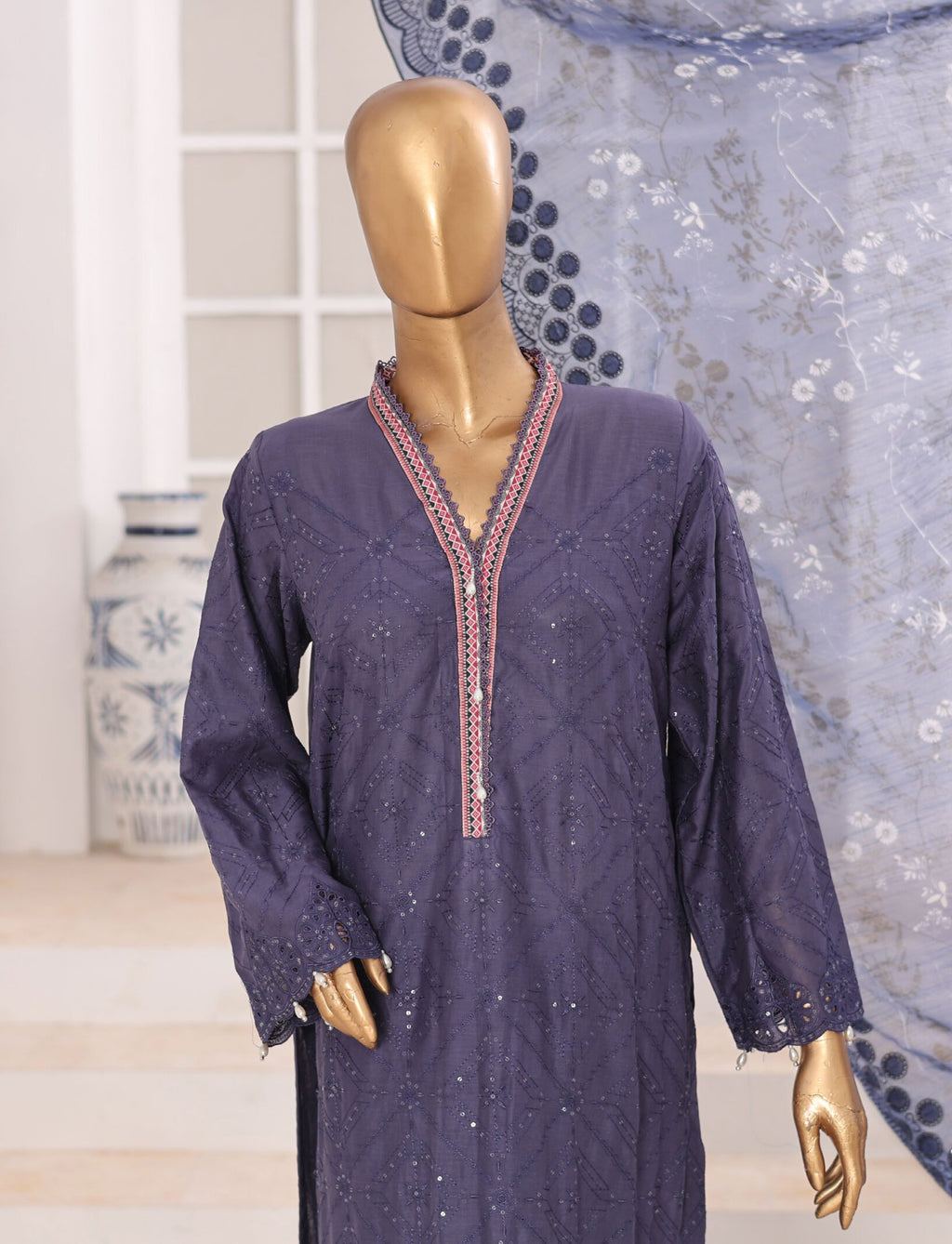 Aifa Dynasty Chikankari Unstitched Luxury Lawn Collection - 2026 (D-12)