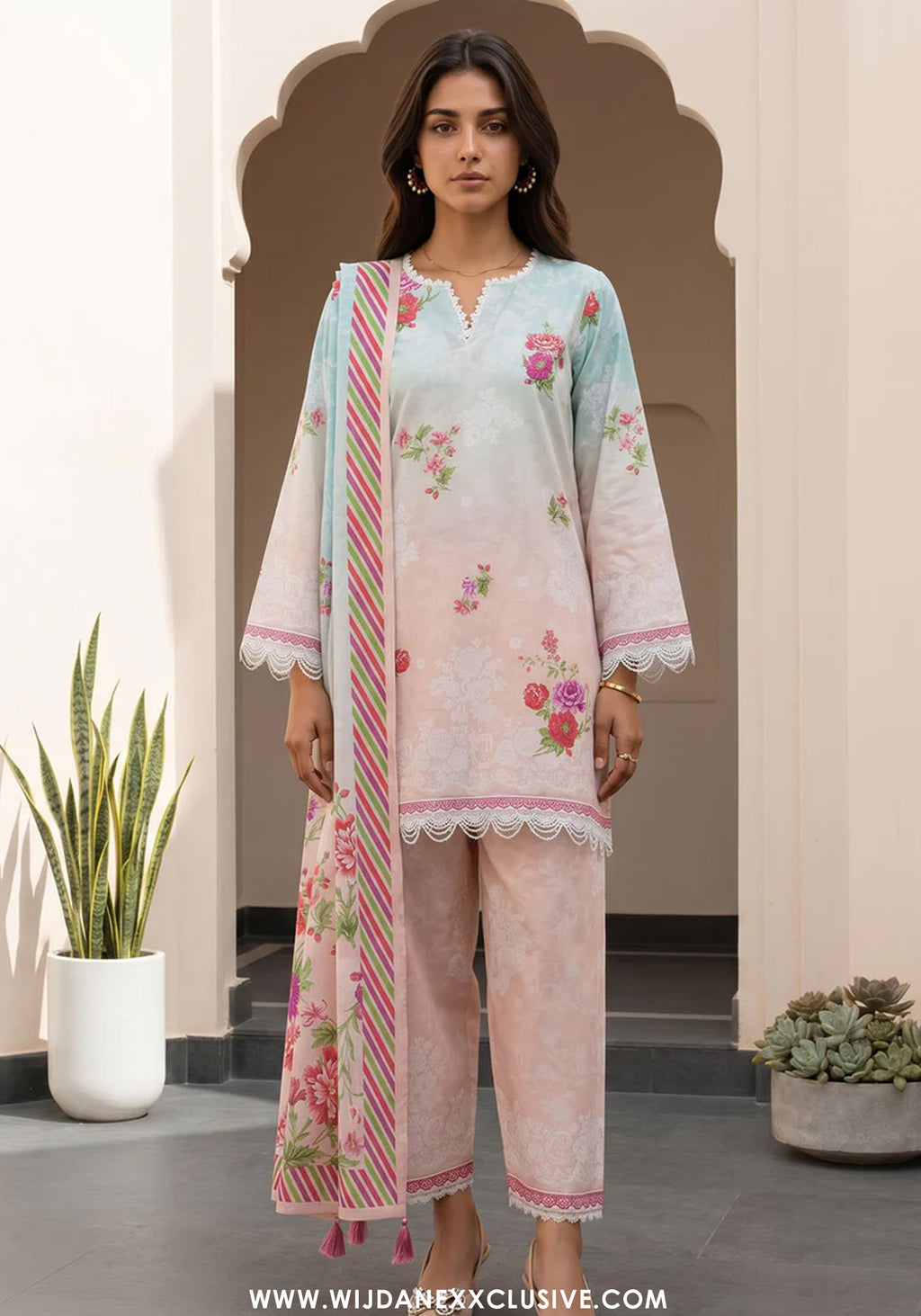 Zellburry Unstitched 3pc Printed & Embroidered Lawn Collection - 2026 (WUS-1032)