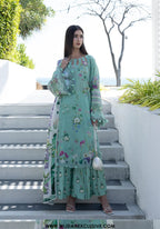 Santorini by Elaf | Unstitched Printed Lawn Collection - 2026 EPN-7A TEAL ME