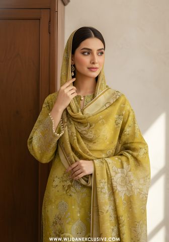 Amarah by Wijdan | Unstitched Embroidered Viscose Self Collection - 2025 (YELLOW)