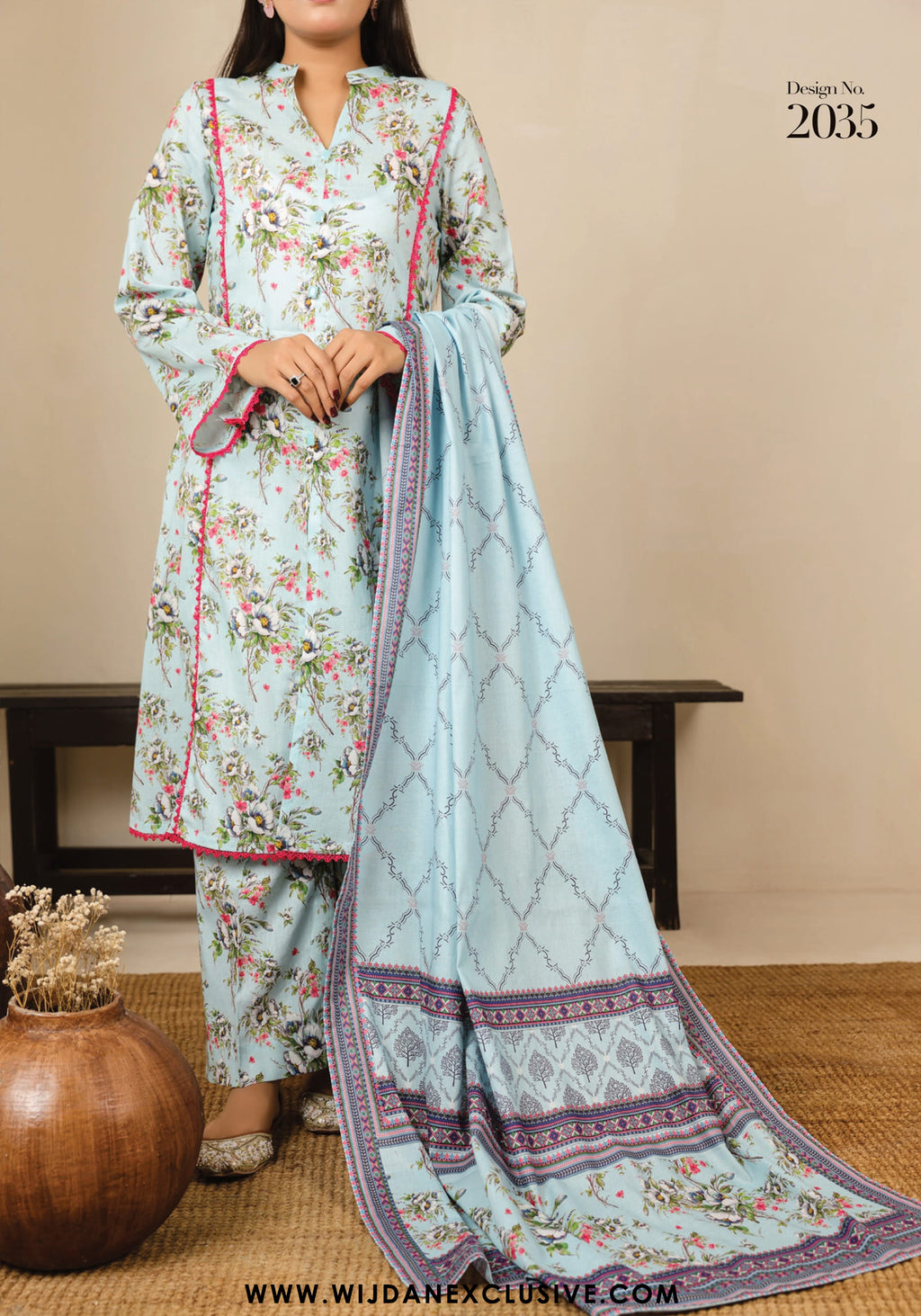 VS Daman Unstitched 3PC Digital Cambric Collection - 2025 D-2035