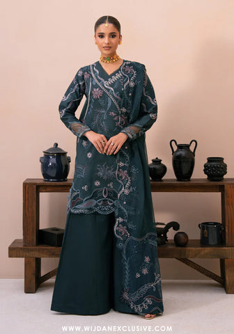 Amani by Marjjan | Unstitched Embroidered Viscose Winter Collection - 2025 MSV-06-A (TEAL)