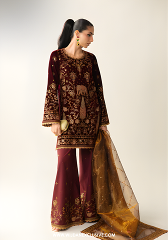 Makhmal Unstitched Embroidered Velvet Collection By Asim Jofa (D-07)
