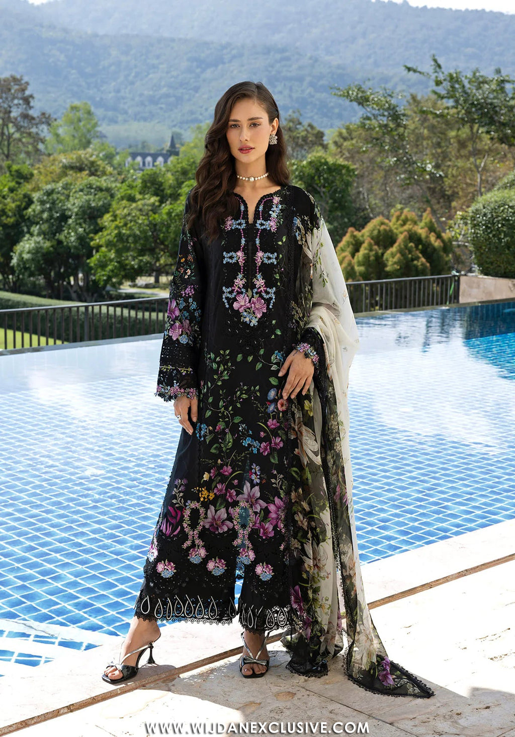 Elaf Signature Unstitched Printed Embroidered Lawn Collection - 2026 ESA-1B BLACK THRONE
