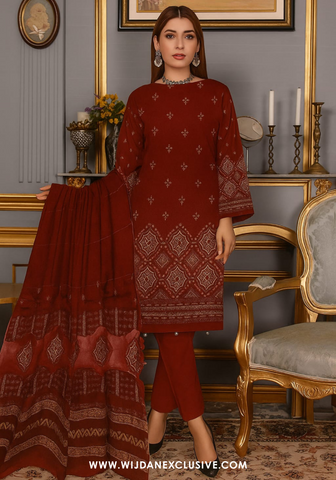 Rahat 3PC Unstitched Fancy Lawn - 2025 by Wijdan D-01