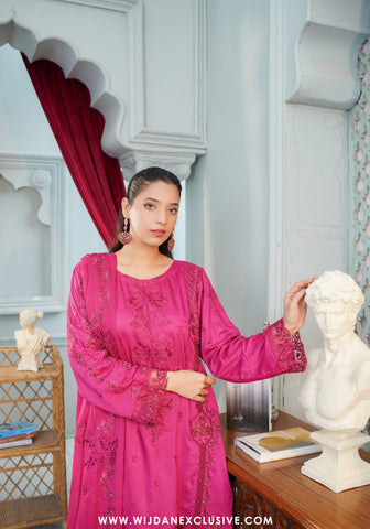 Marjjan Unstitched Silk Viscose Embroidered Collection - 2025 MV-284 (FUSION PINK)