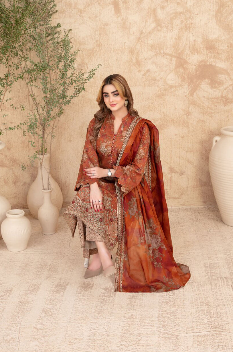 Merrachi by Tawakkal | Unstitched Embroidered Fancy Lawn Collection – 2026 (D-01)