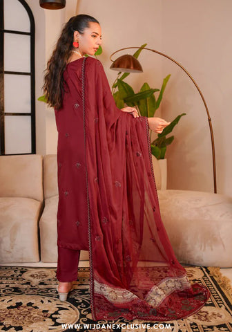 Wijdan Unstitched Premium Viscose Collection - 2025 MV-286 (Red)
