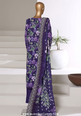 Sadabahar Stitched Laser Fusion Chikankari Khaddar Collection - 2025 (DEEP VIOLET)