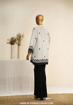 Zehaina by Amna Khadija | RTW Digital Printed Poly Swiss Coat Collection - 2025 (BLACK & WHITE)