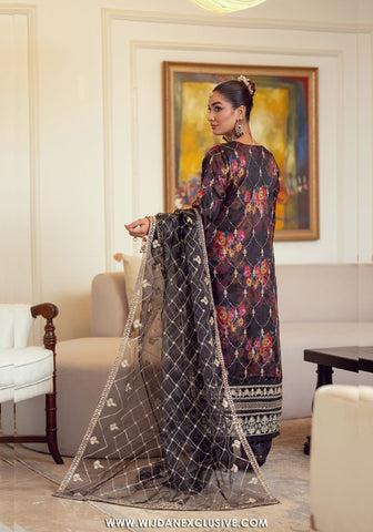 Zoraline by Bint e Noor | Stitched Fancy Embroidered Organza Collection - 2025 (BLACK)