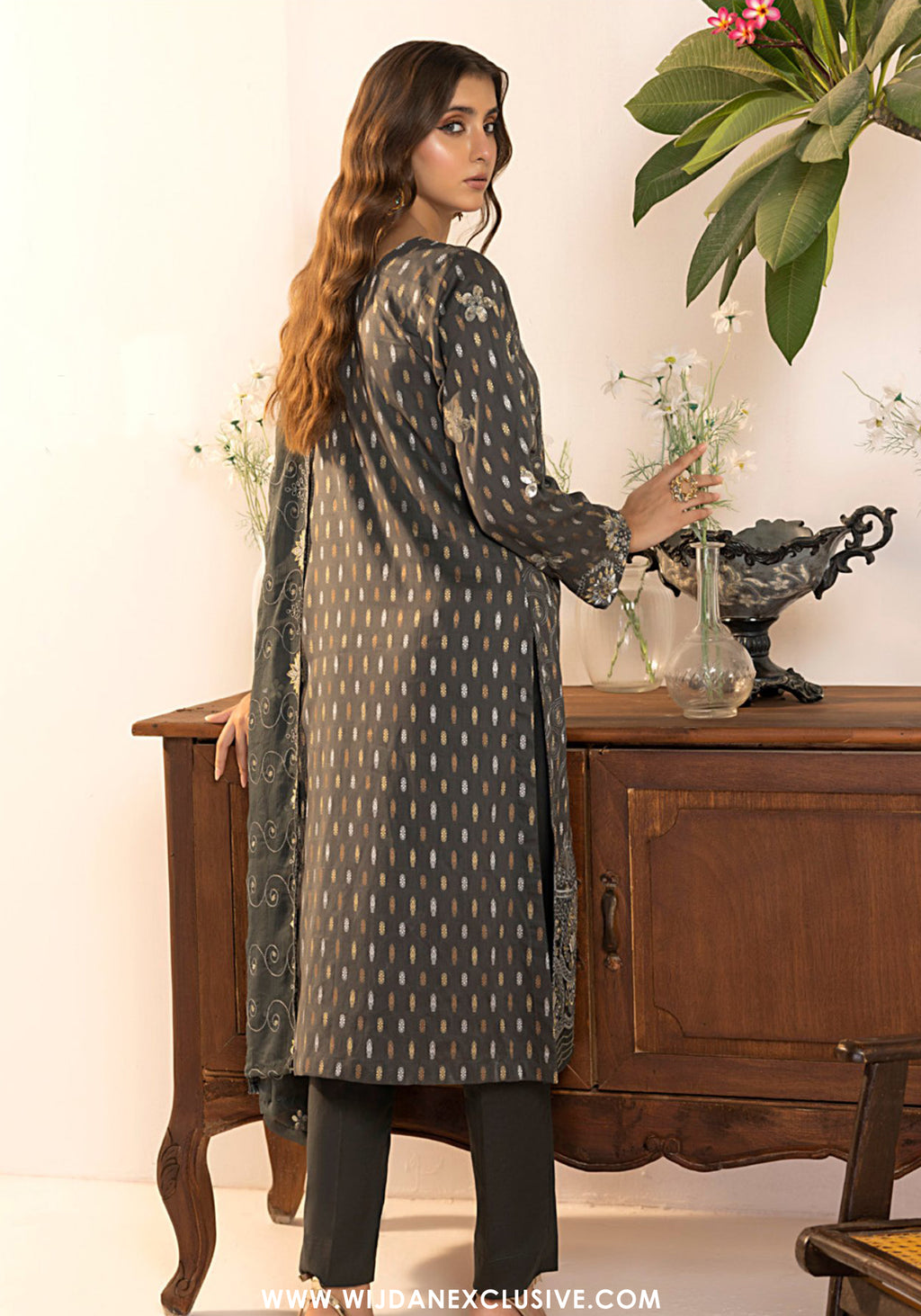 Tanisha by Wijdan | Unstitched Luxury Embroidered Broshia Cotton Collection - 2026 (D-01)