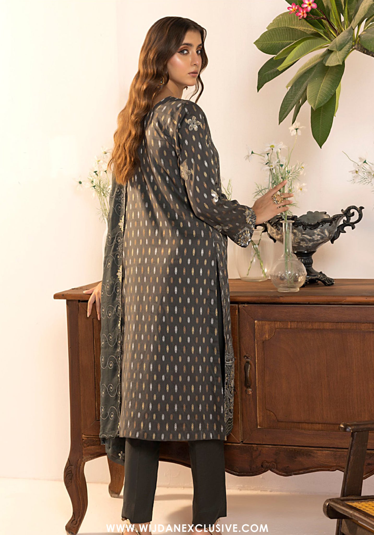 Tanisha by Wijdan | Unstitched Luxury Embroidered Broshia Cotton Collection - 2026 (D-01)