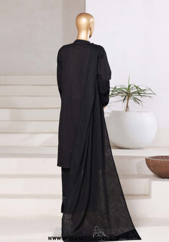 Sadabahar Stitched Cross Texture with Velvet Winter Collection - 2025 (BLACK)