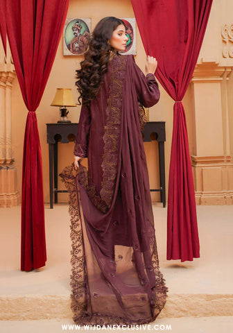 Ehaab Unstitched Silk Viscose Embroidered Collection - 2025 MV-285 (PULM)