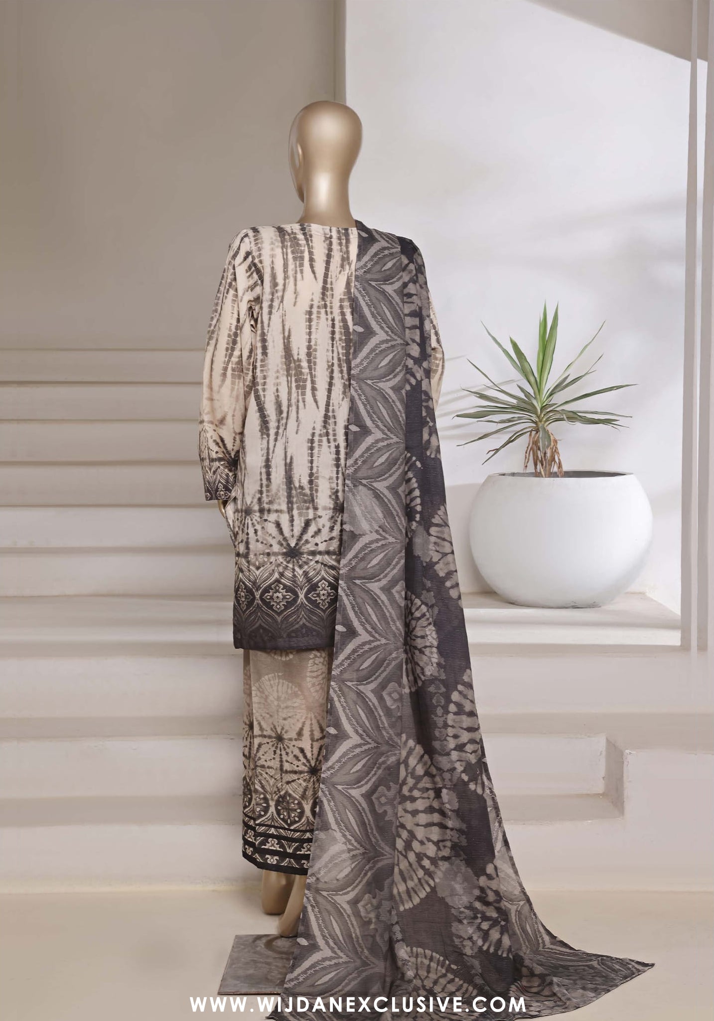 Sadabahar Stitched Printed Shimmered Cambric Summer Collection - 2025 (Fawn)