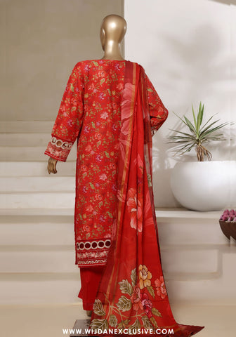 Sadabahar Signature Stitched Festive Embroidered Lawn - 2025 Vol-02 Red