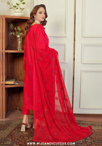 Marjjan Unstitched Silk Viscose Embroidered Collection MV-277 (Red)