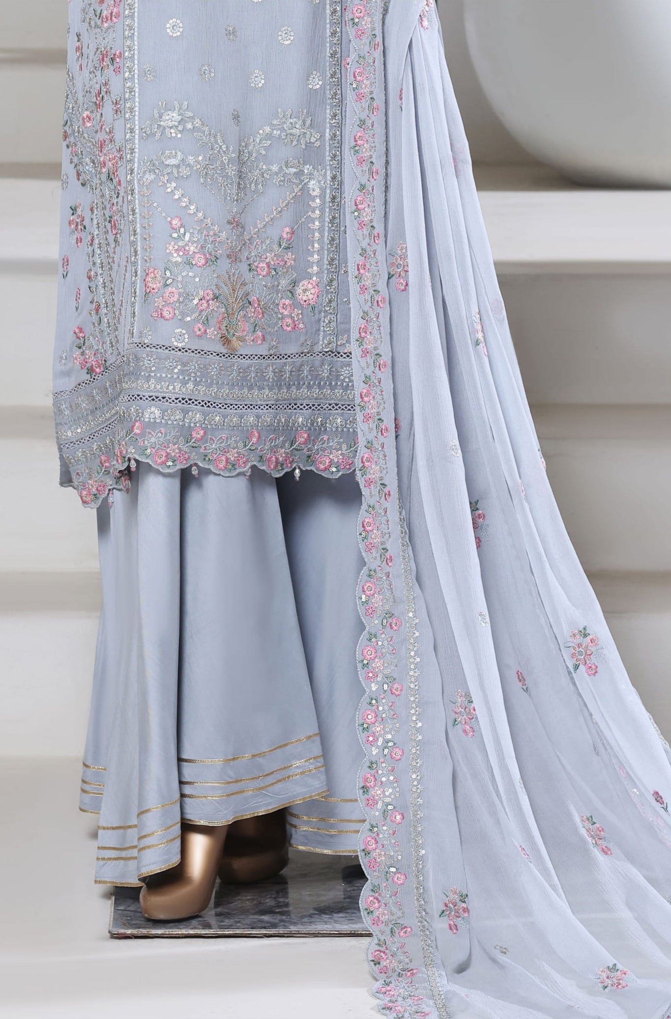 Afsanay by Sadabahar | Stitched Luxury Chiffon Vol-15 Collection - 2025 (GREY)
