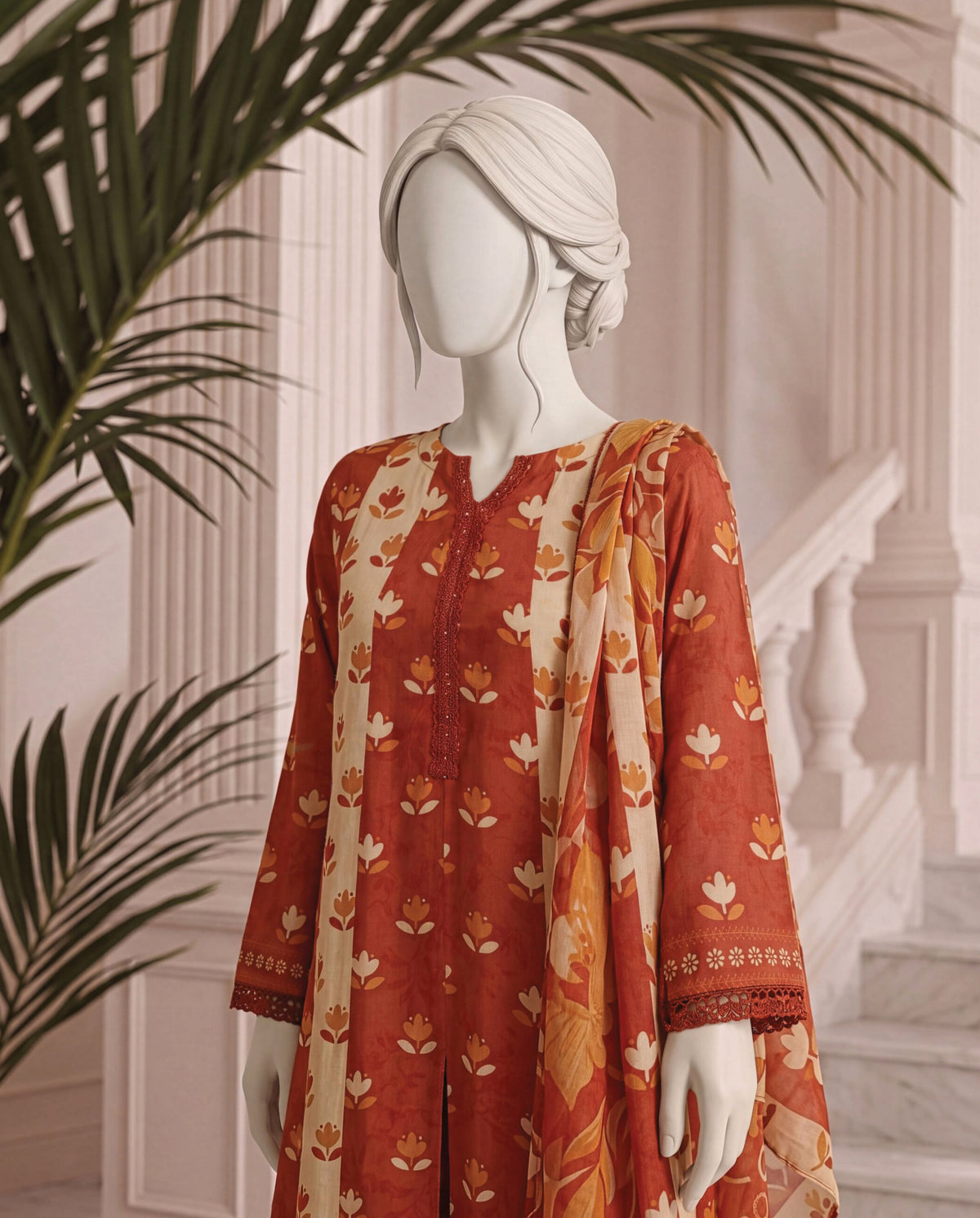 A Flowy Cut by HZ Textile | Stitched Printed & Emb Silk Collection'26 (D-01)