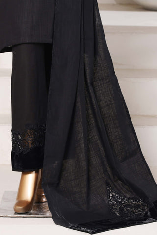 Sadabahar Stitched Cross Texture with Velvet Winter Collection - 2025 (BLACK)