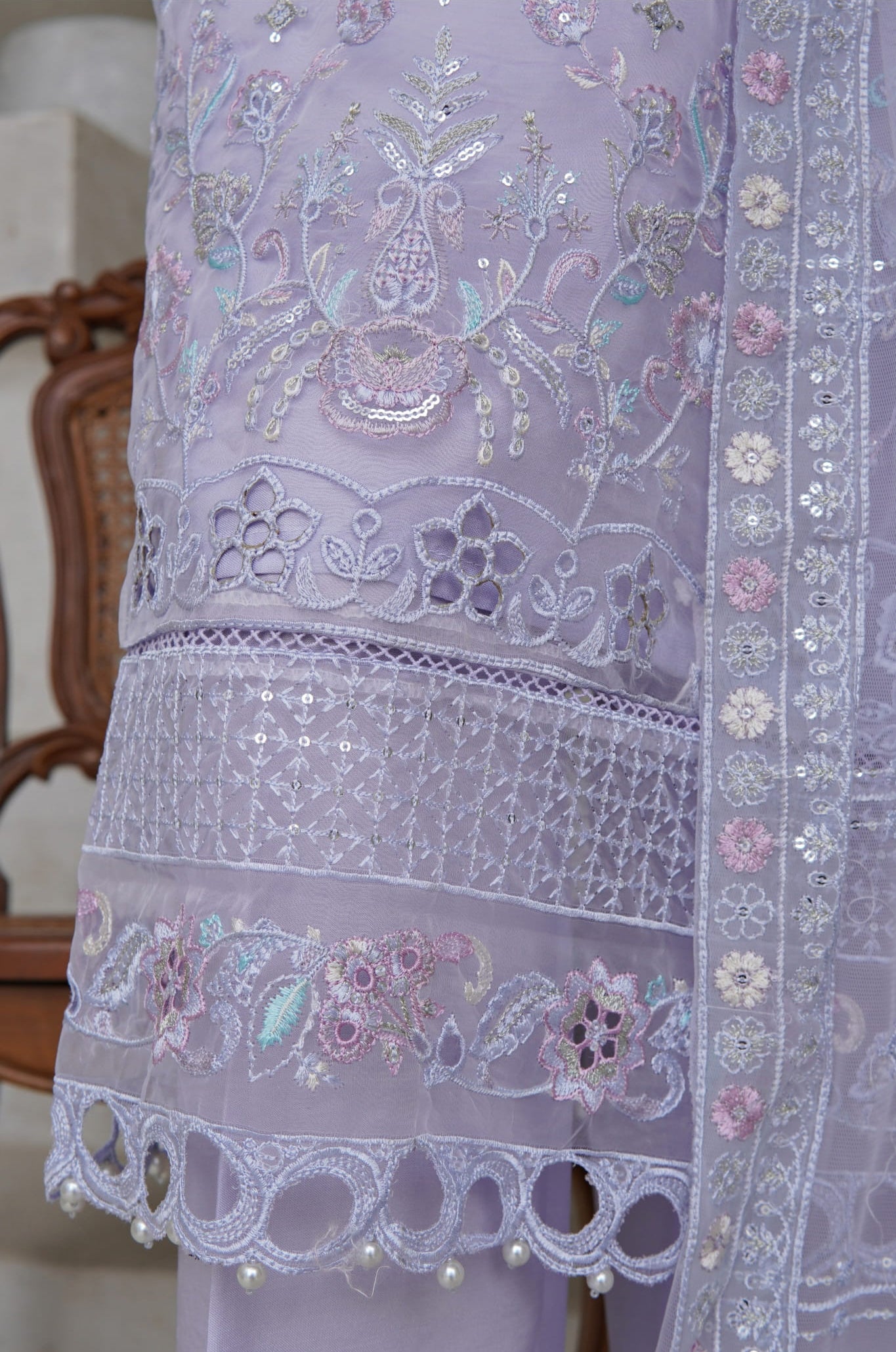 Sadabahar Mahpara Stitched Embroidered Organza Collection - 2025 Vol-17 GREY