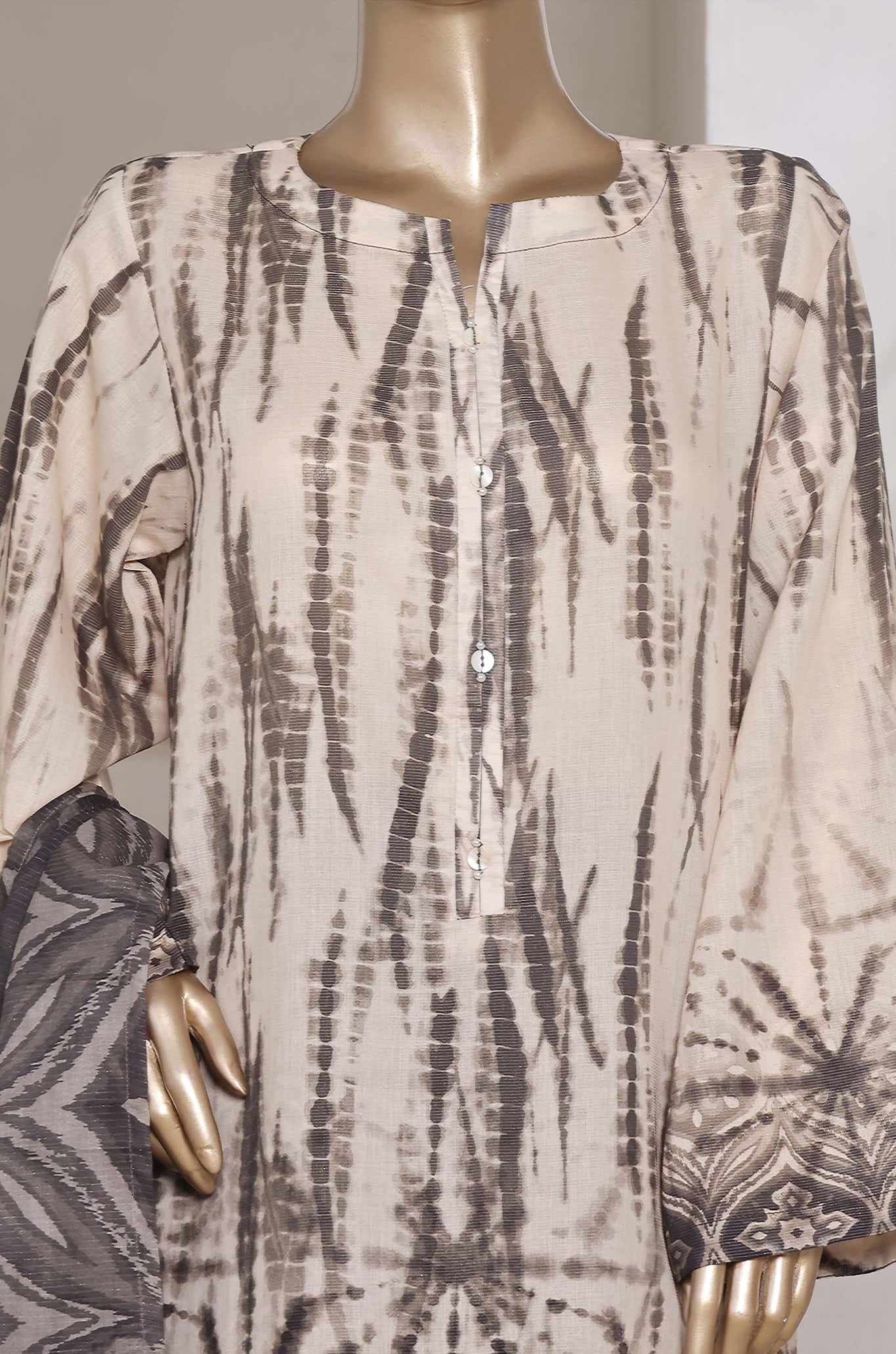 Sadabahar Stitched Printed Shimmered Cambric Summer Collection - 2025 (Fawn)