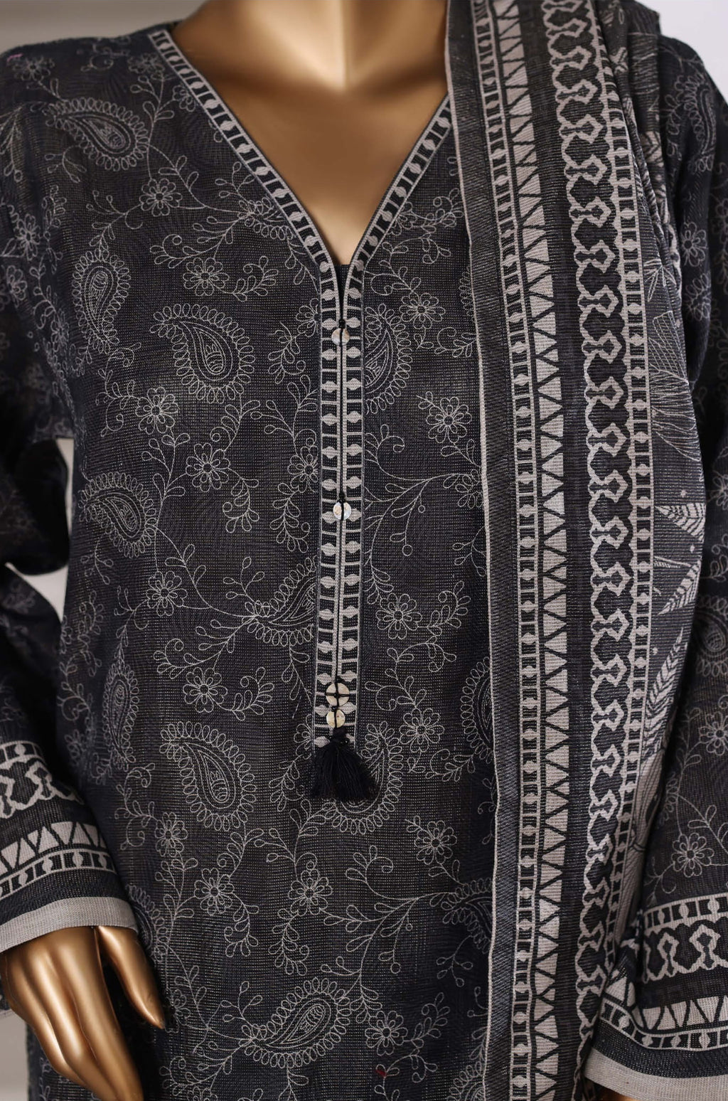 Sadabahar Stitched Printed Khaddar Shimmer Collection - 2025 (GREY)