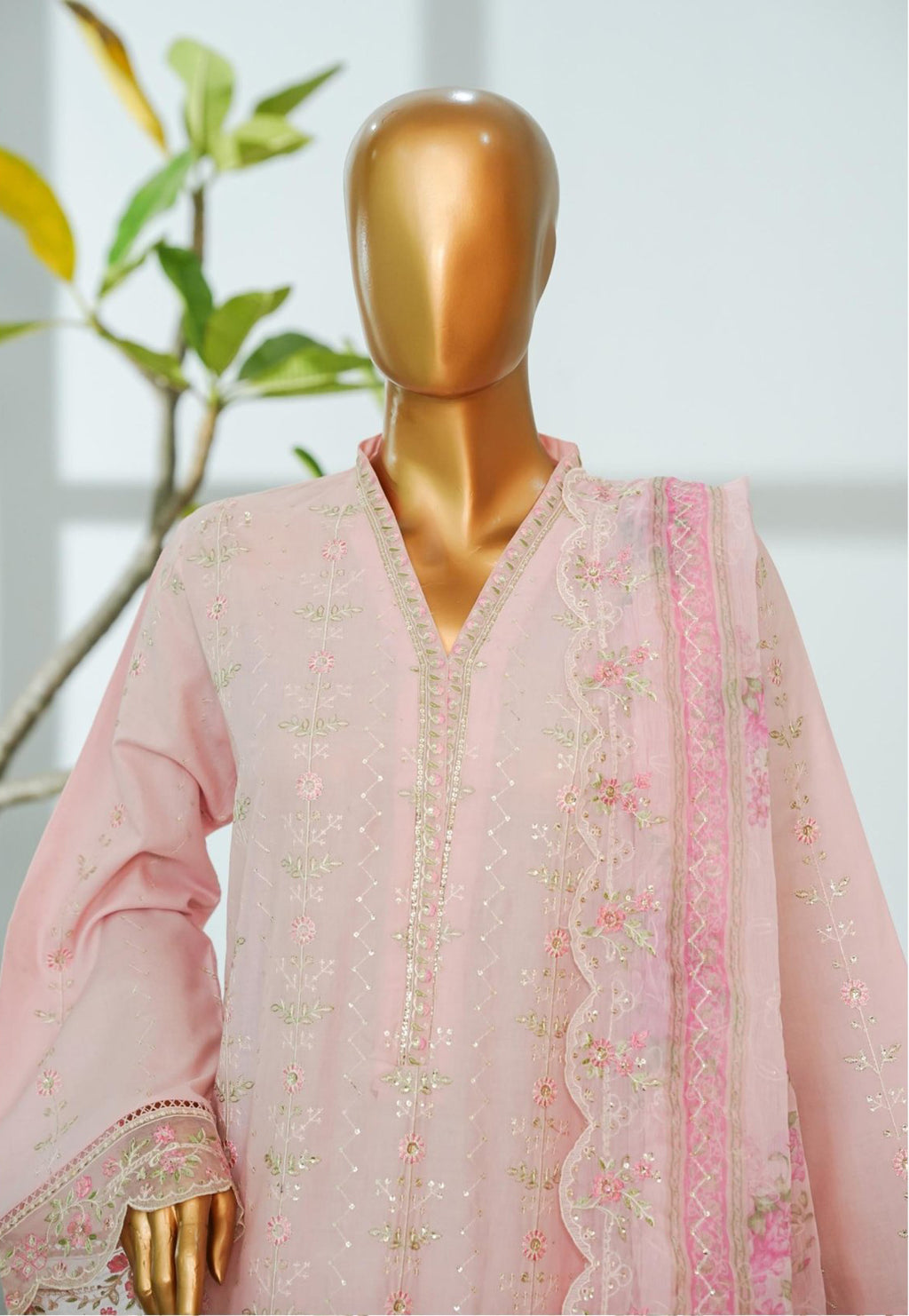 Bin Saeed Stitched Luxury Lawn Embroidered Vol-I Collection - 2026 (D-01)