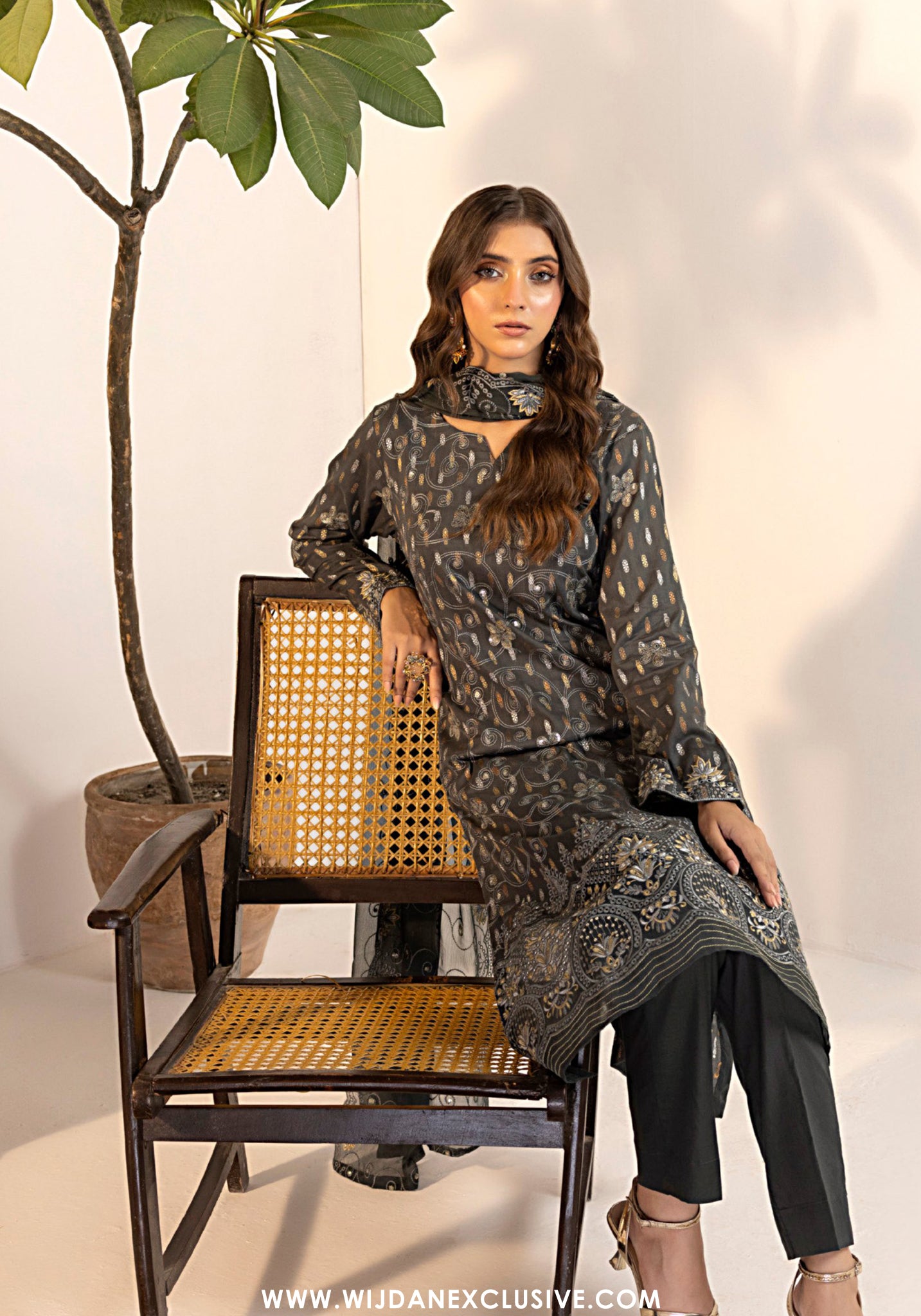 Tanisha by Wijdan | Unstitched Luxury Embroidered Broshia Cotton Collection - 2026 (D-01)