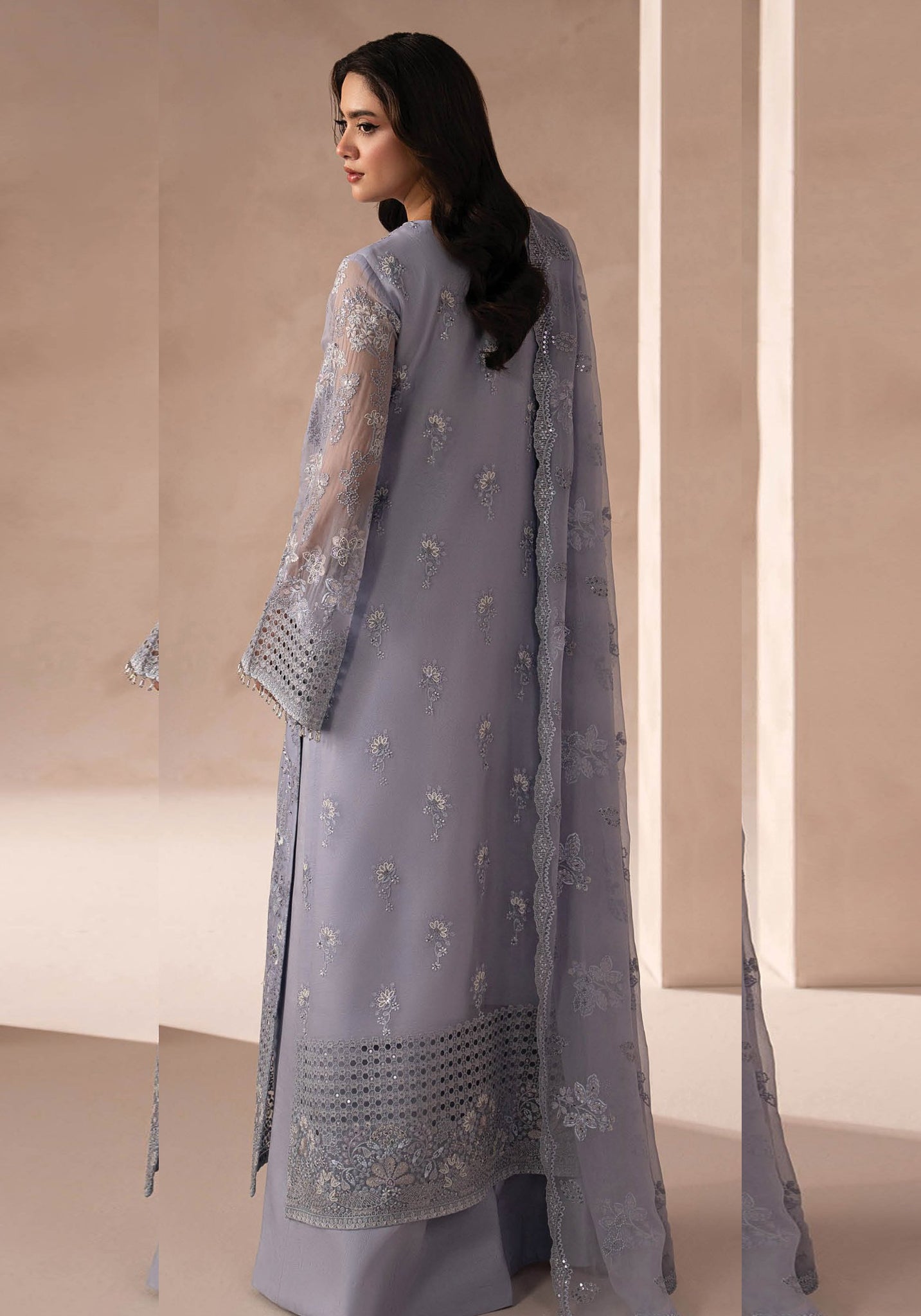 Izhar e Mohabbat by Lamisah | Unstitched Formal Chiffon Collection - 2026 (GREY ELEGANCE)